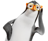 Stan the Penguin wearing eyeglasses